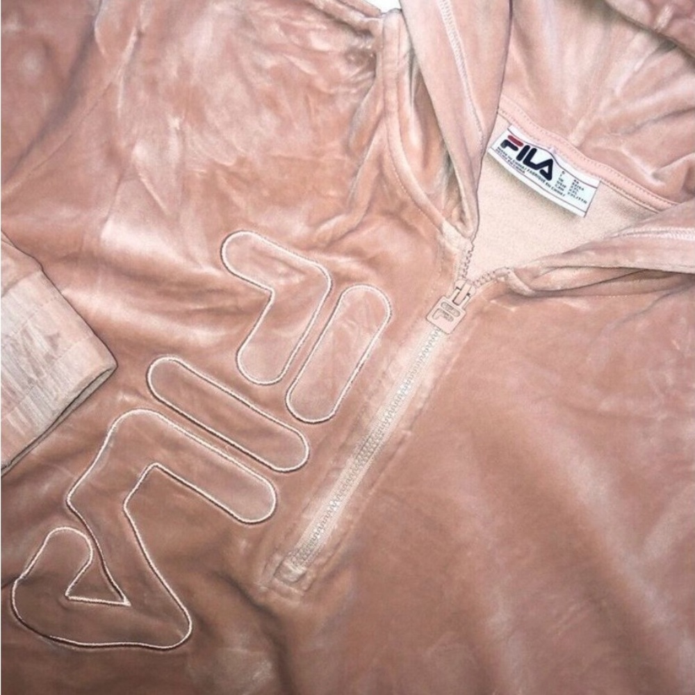 FILA Mauve Peach Pink Half-Zip Hoodie. COMFY - Picture 5 of 15